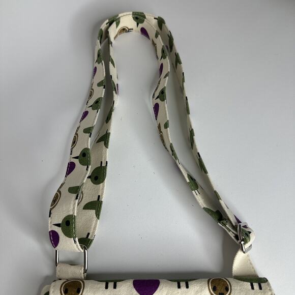 Bungalow 360 Birds Hearts Cream Canvas Crossbody Messenger Bag Multi Pockets - Picture 7 of 16